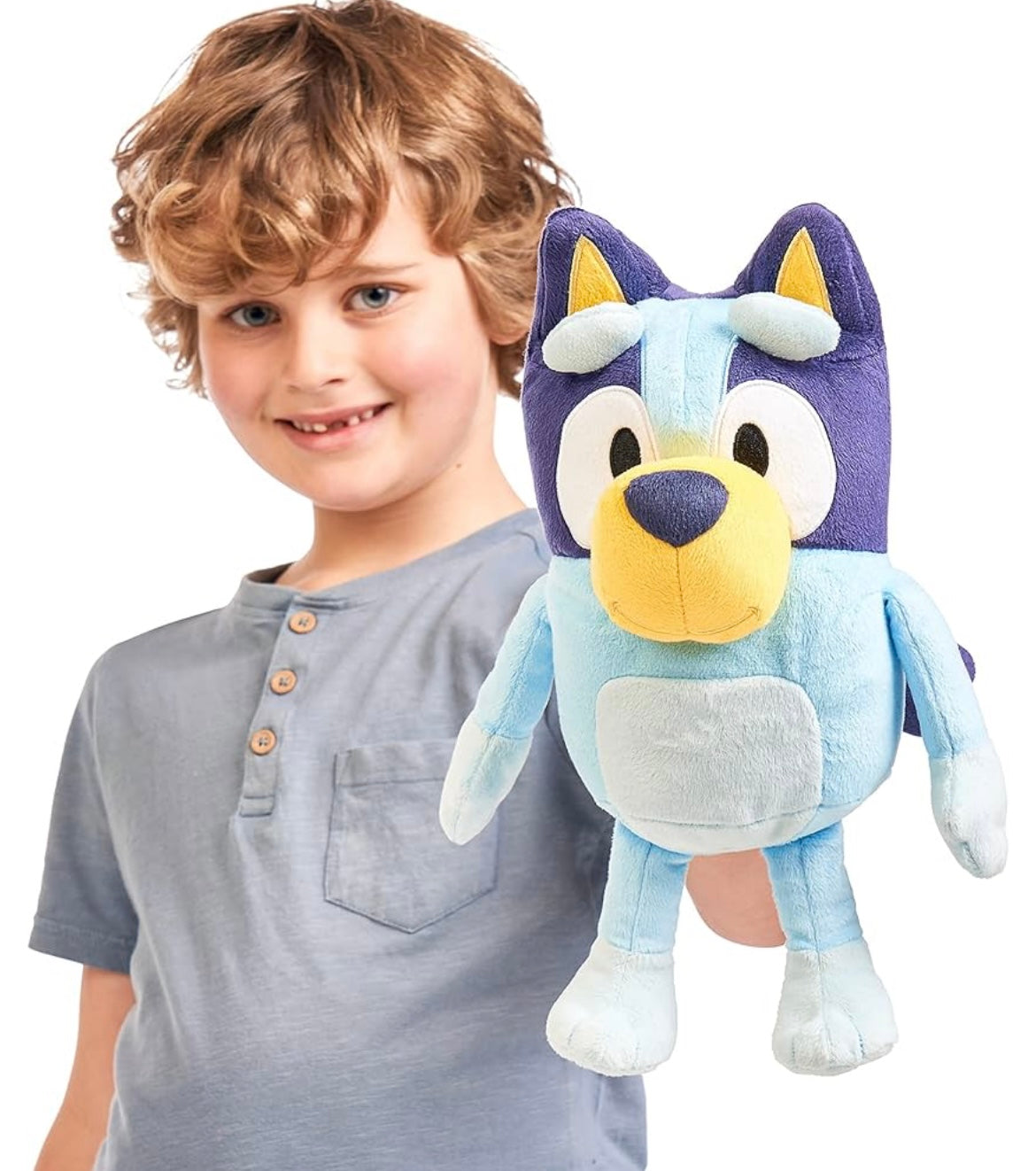 Bluey Large 30cm Talking Sounds Plush: Official Collectable Character Cuddly Jumbo Soft Toy, Blue