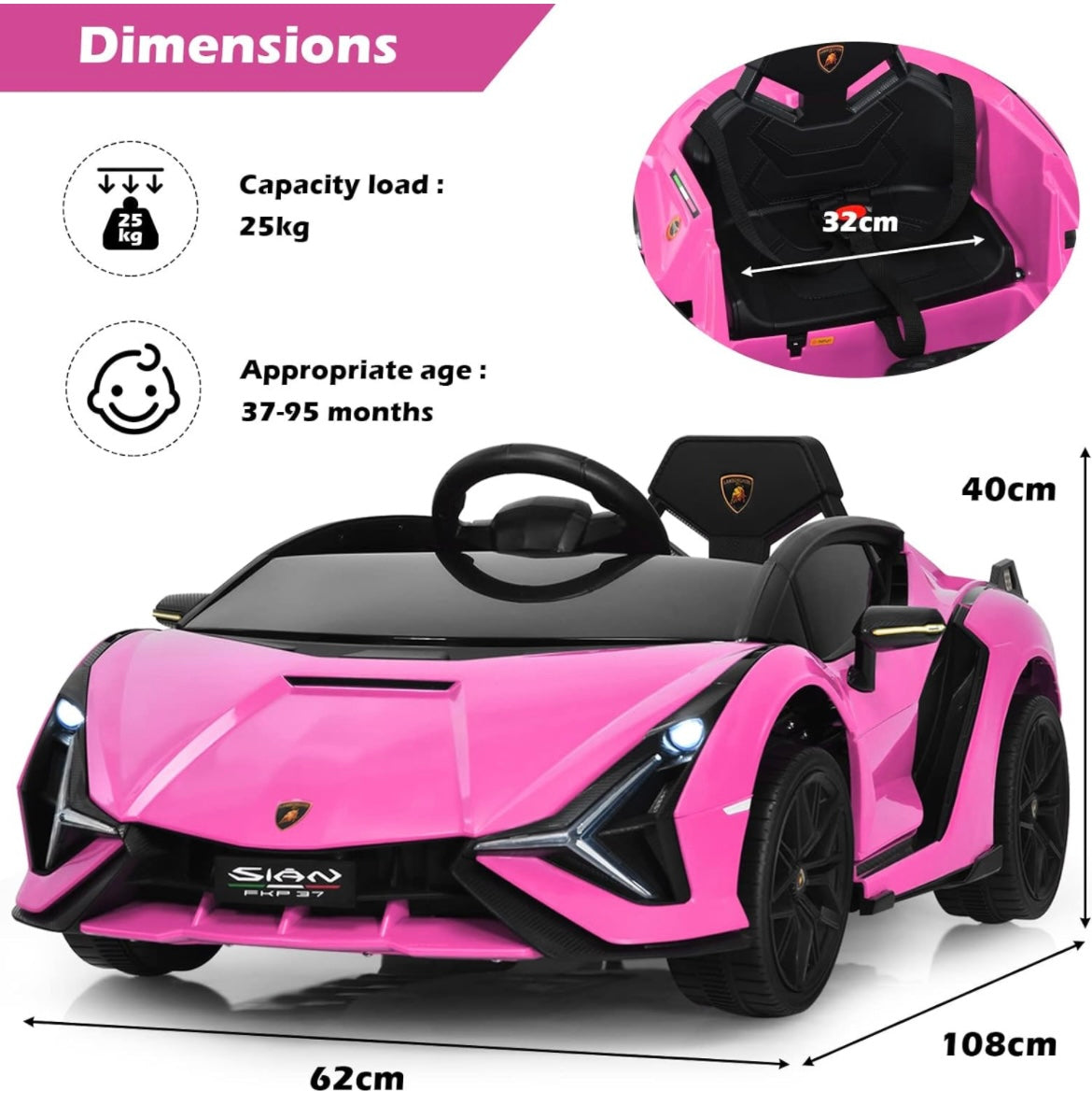 12V Kids Electric Ride on Car with Remote Control Sian