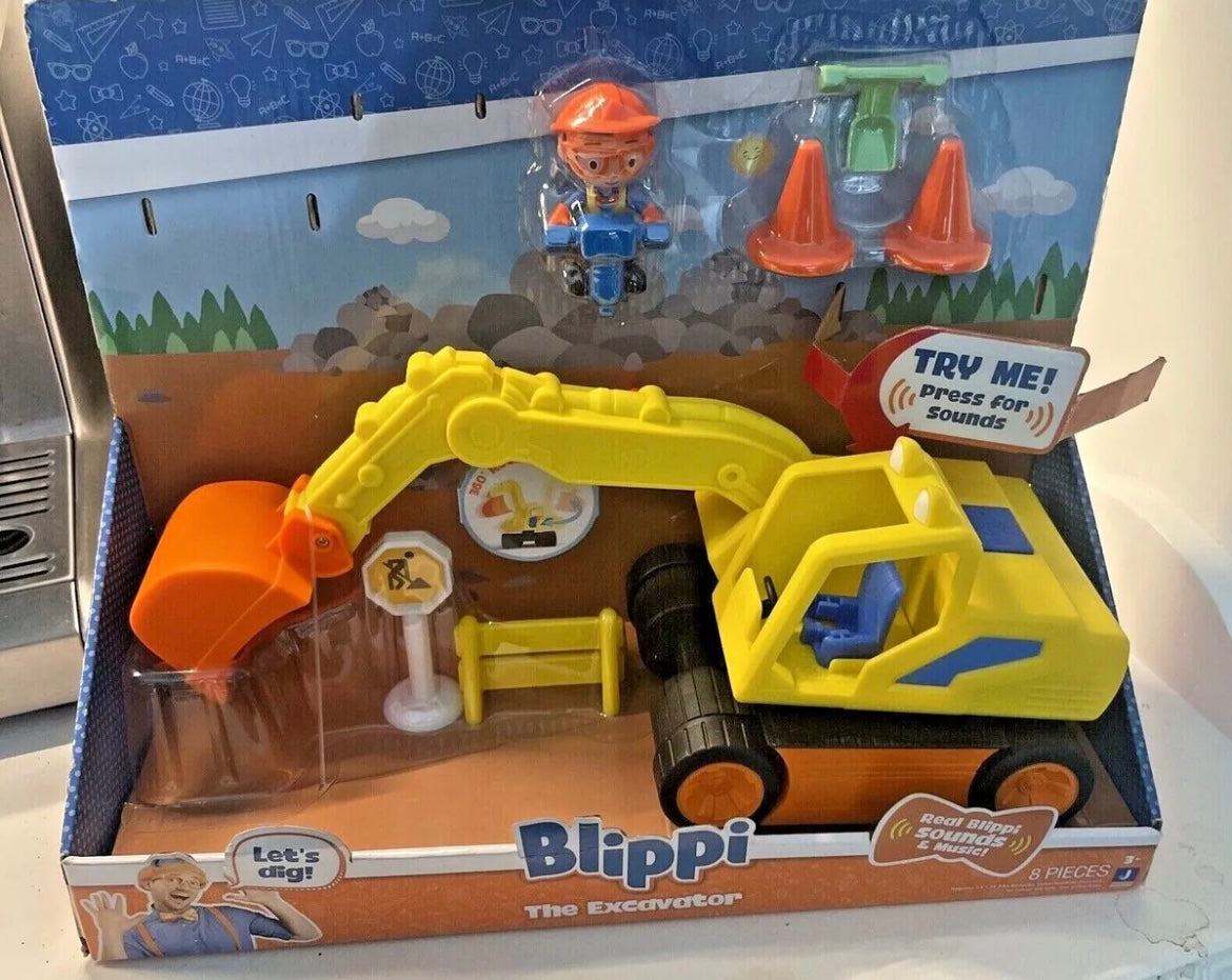 Blippi the excavator 8 pc construction toy pretend play arm and dig bucket