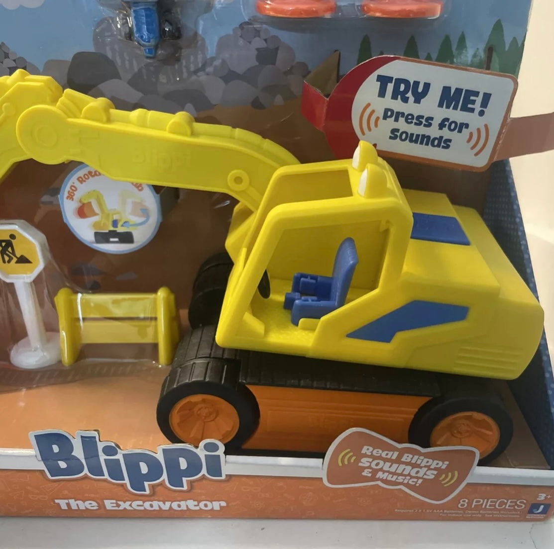 Blippi the excavator 8 pc construction toy pretend play arm and dig bucket