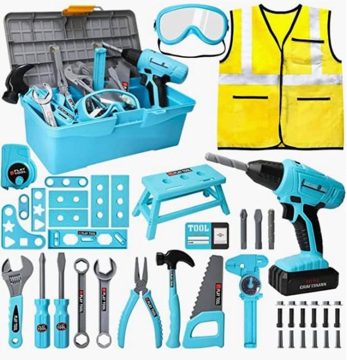 Kids Tool Set 50 Pcs Kids Construction Toys with Vest