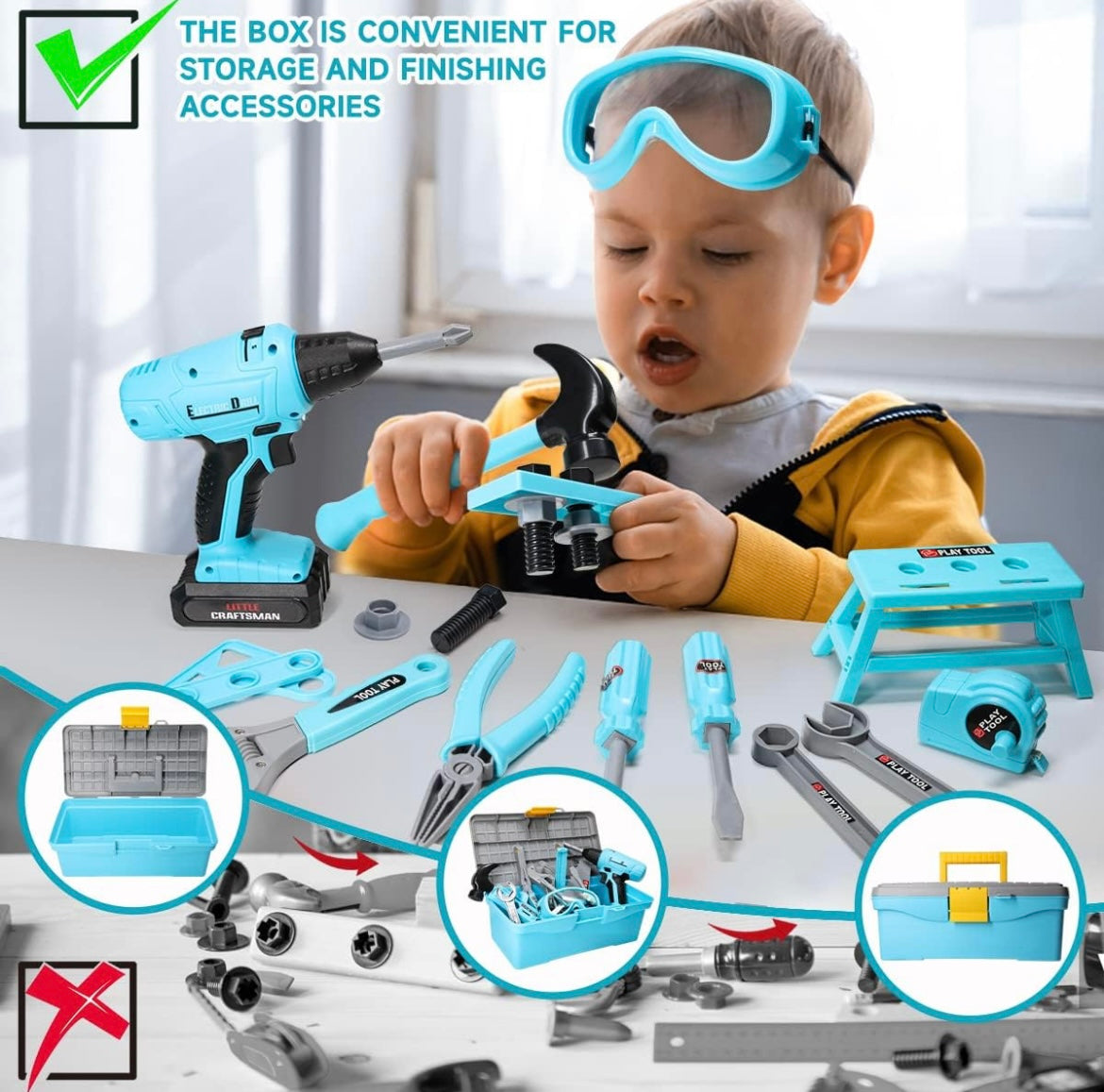 Kids Tool Set 50 Pcs Kids Construction Toys with Vest