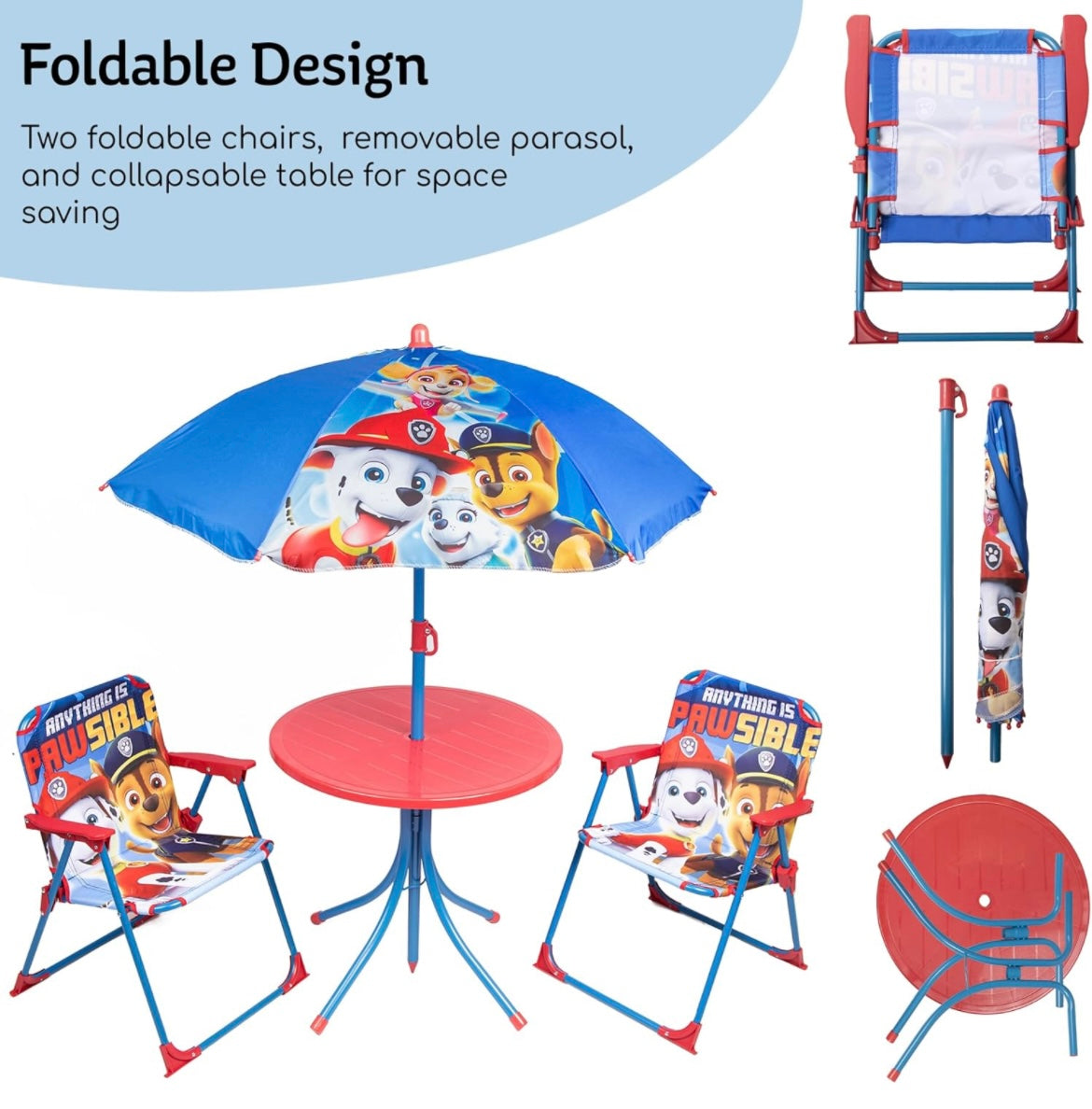 Relsy Paw Patrol Patio Set Kid's Garden Furniture With Table