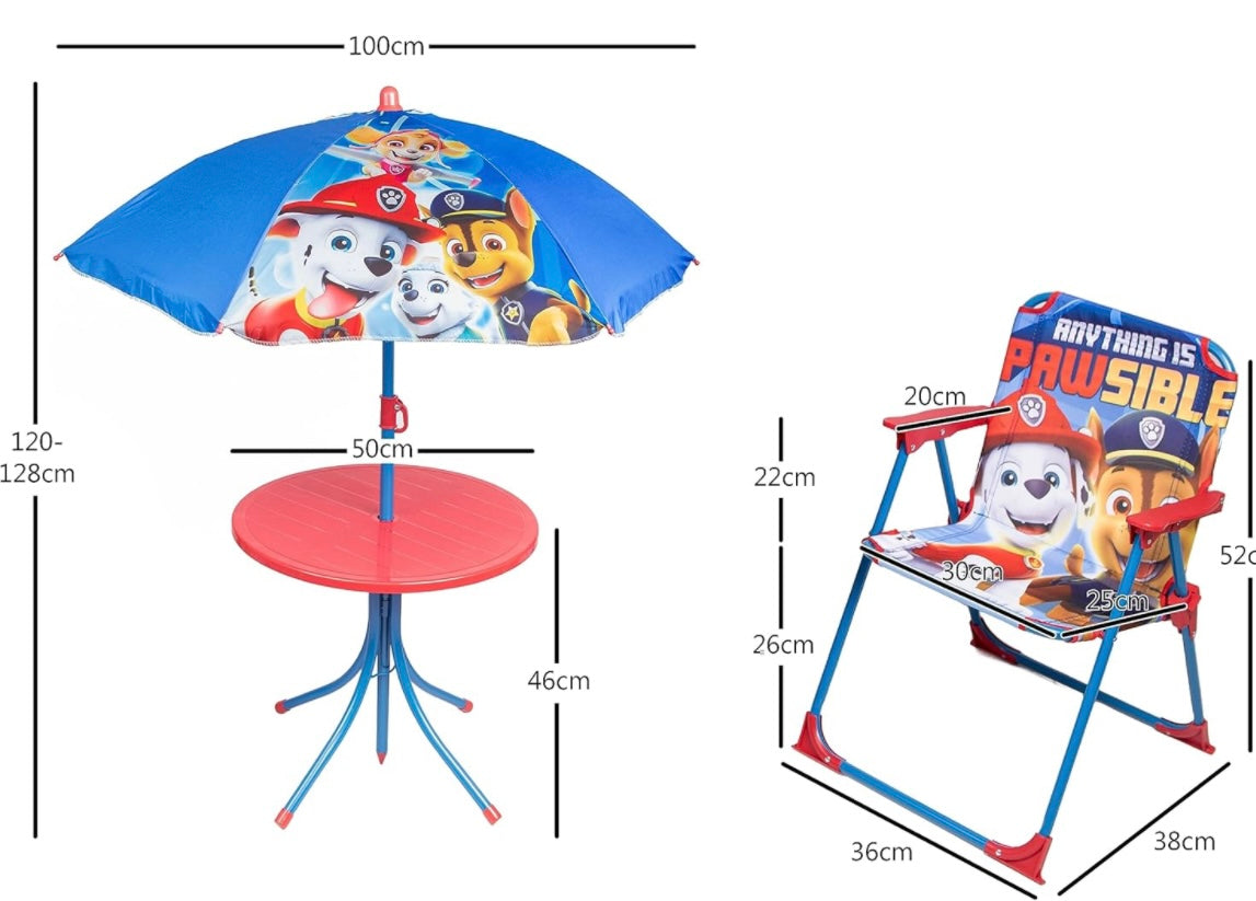 Relsy Paw Patrol Patio Set Kid's Garden Furniture With Table