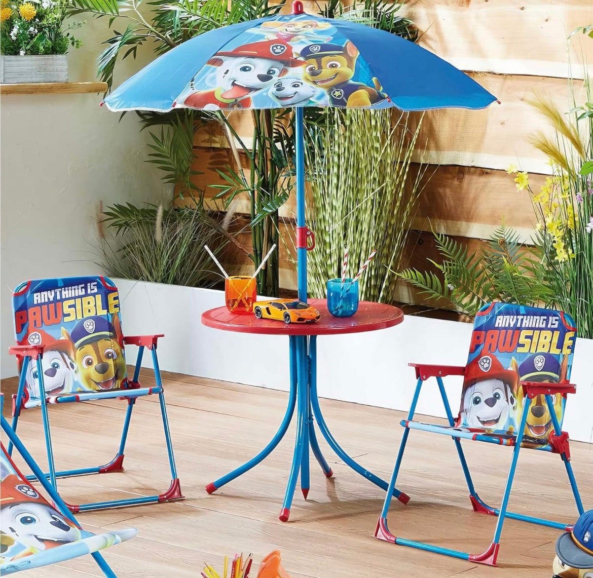 Relsy Paw Patrol Patio Set Kid's Garden Furniture With Table