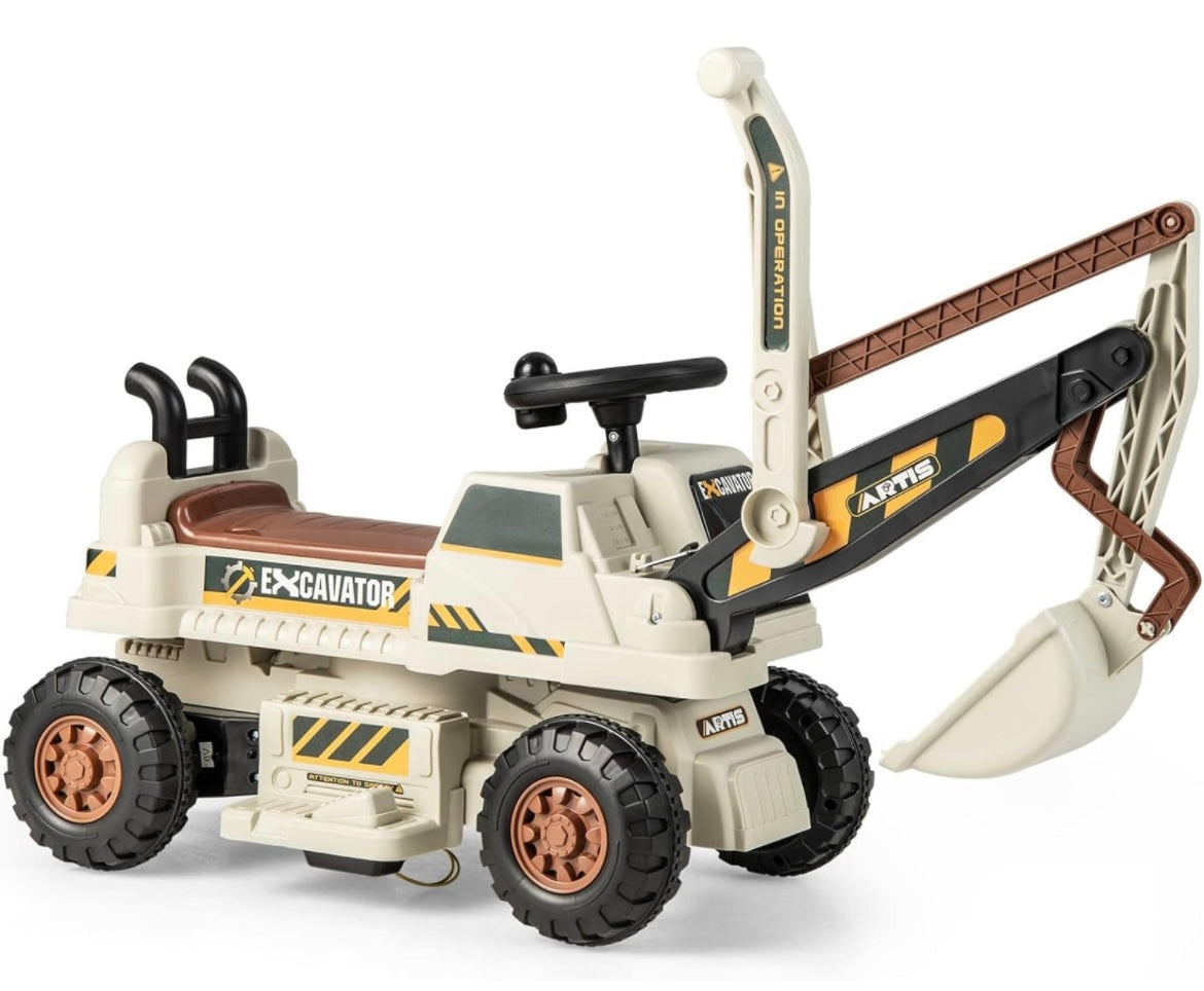 Maxmass Kids Ride On Digger, 6V Battery Powered Electric Excavator with Adjustable Arm & Shovel