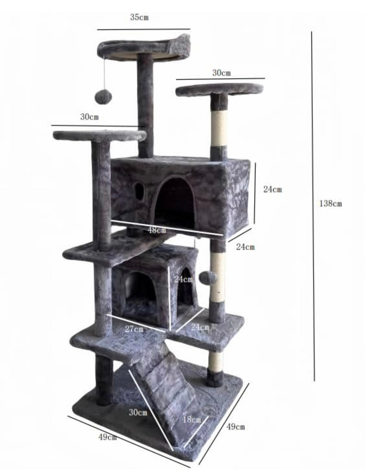 Requena 138cm Cat Tree Tower Scratching Posts Multilevel