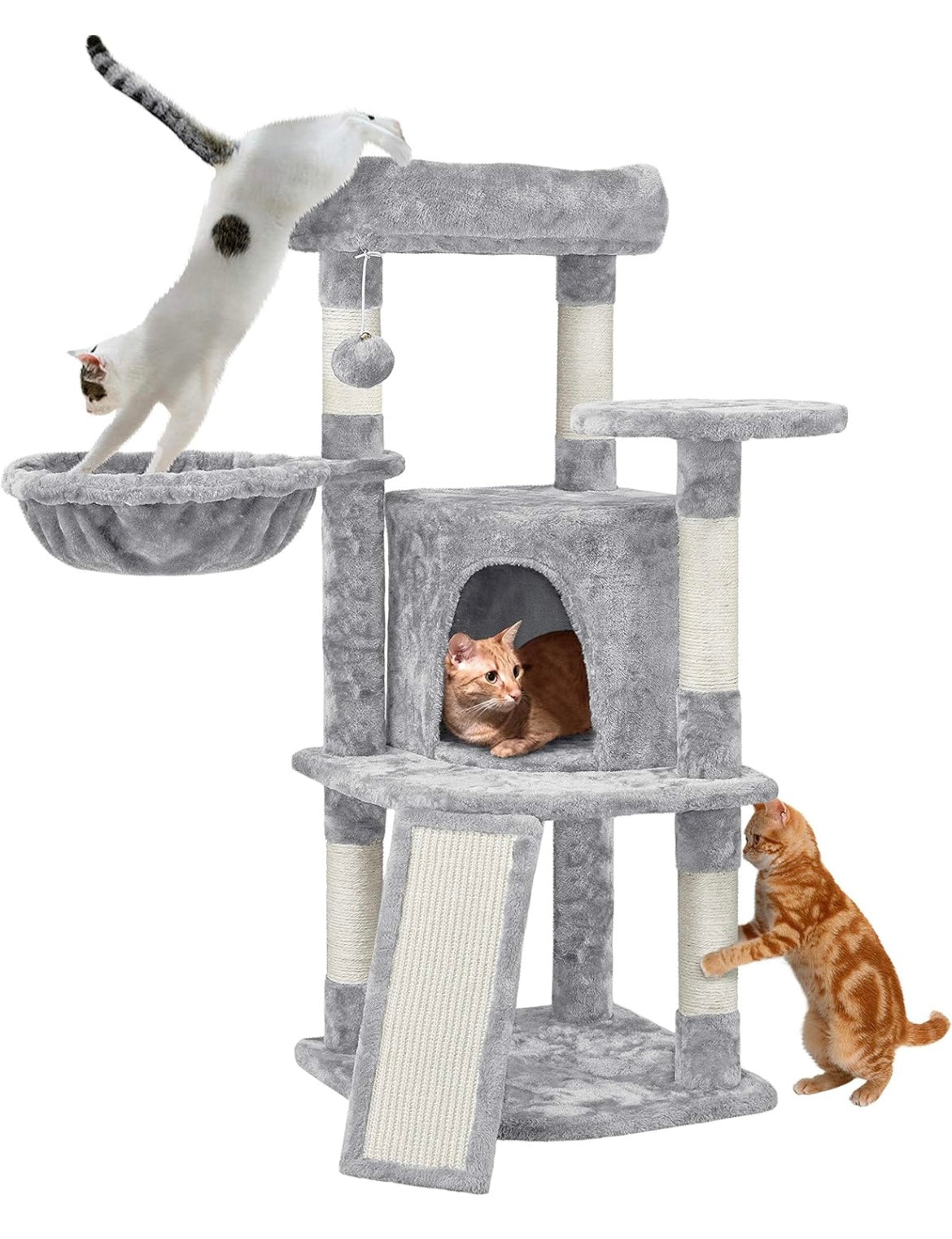 Yaheetech Cat Tree, 107cm Cat Tower for Indoor Cats, Cat Climbing Tree with 5 Scratching Posts