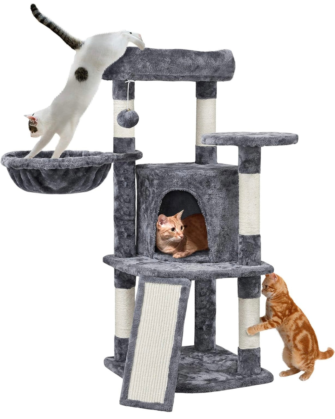 Yaheetech Cat Tree, 107cm Cat Tower for Indoor Cats, Cat Climbing Tree with 5 Scratching Posts