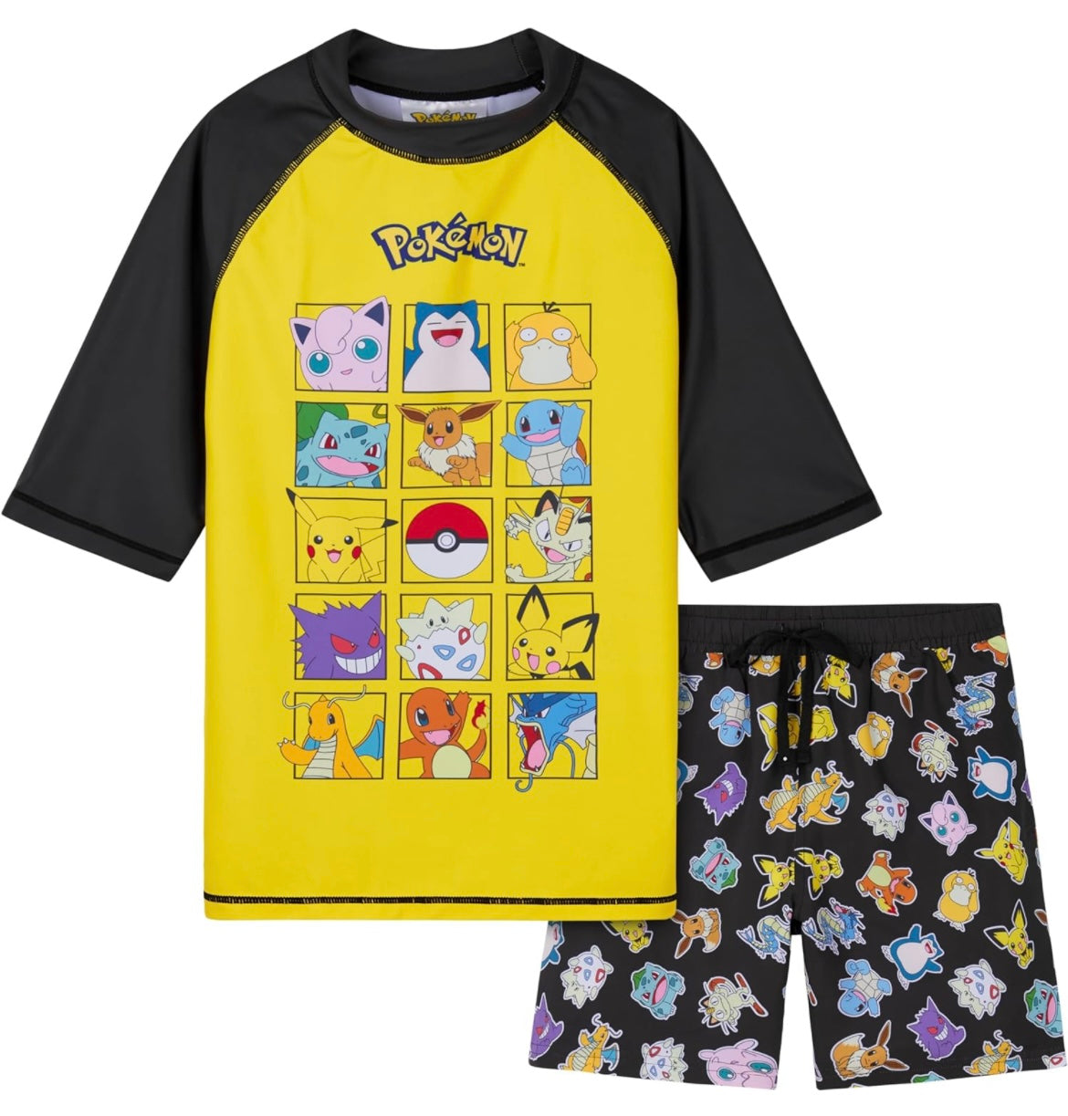 Pokemon Boys 2 Piece Swimwear Set, Swimming Top and Boys Swim Trunks