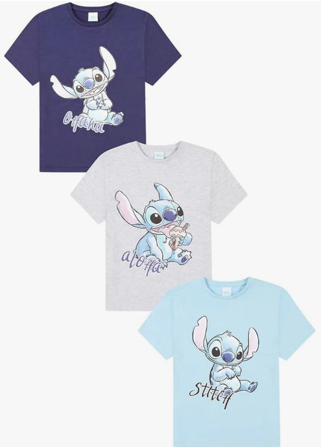 Disney Lilo & Stitch 3 Pack Girls T-Shirts Multipack