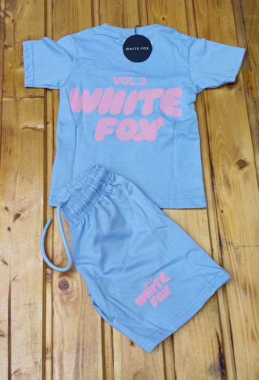 Replica kids white fox short sets