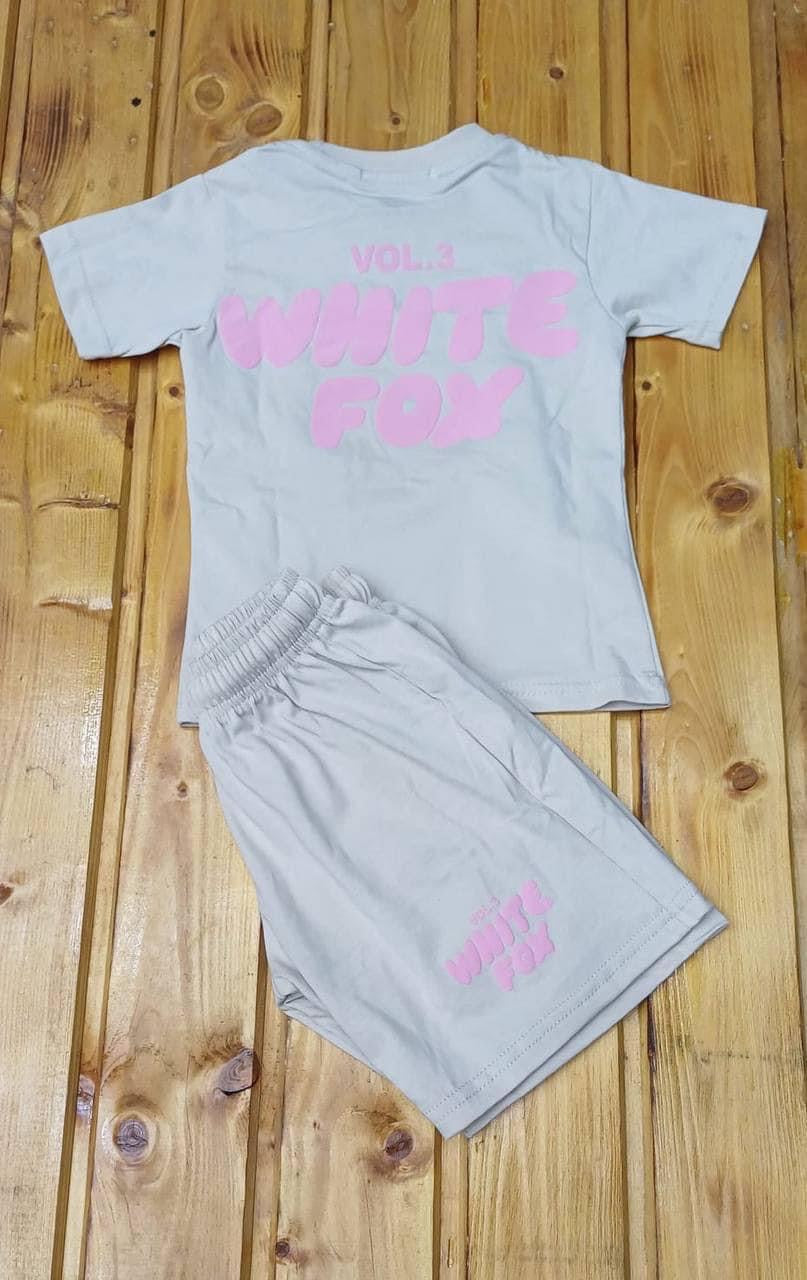 Replica kids white fox short sets