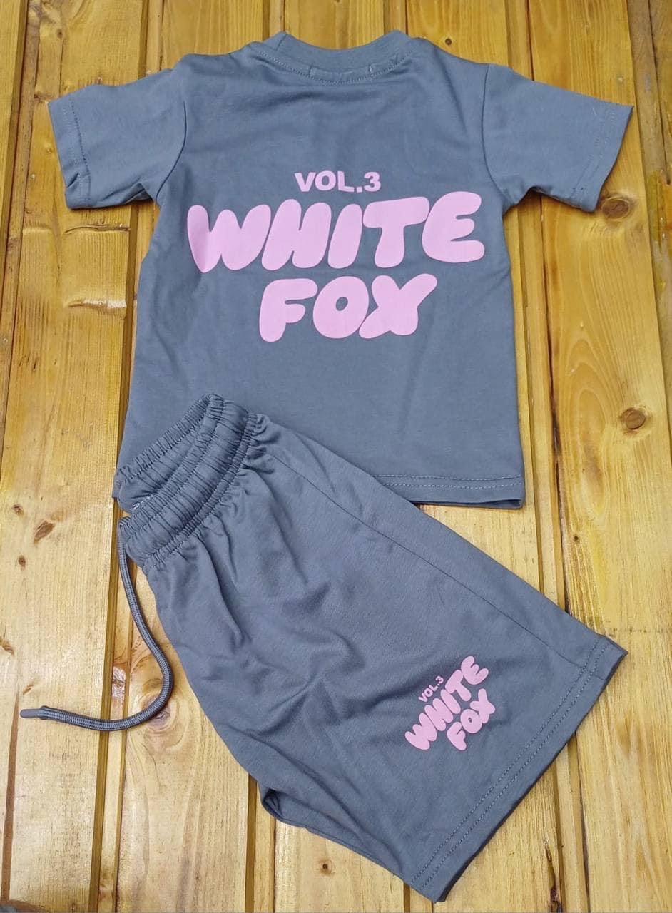 Replica kids white fox short sets