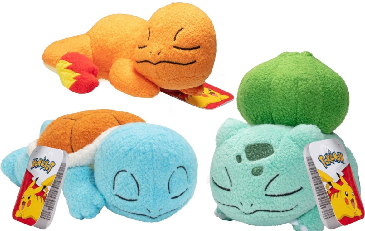 Pokémon Sleeping Plush - 5-Inch - Bulbasaur, Charmander, Squirtle