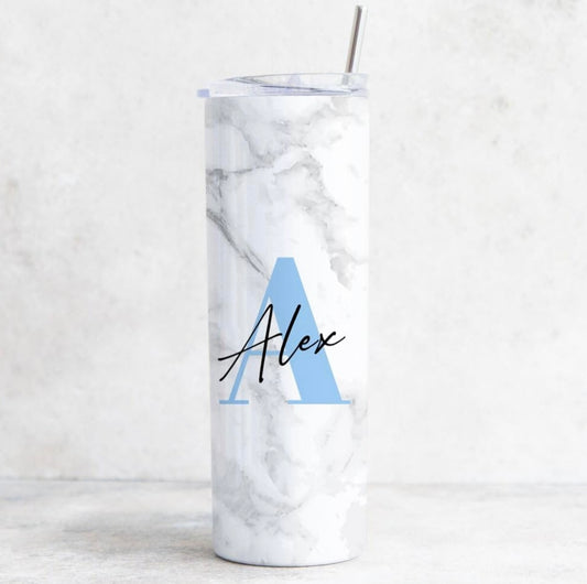 Personalised Initial with Name, Marble Alphabet Tumbler