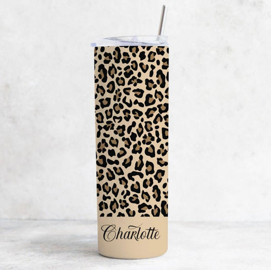 Personalised Cheetah print Tumbler Custom Name