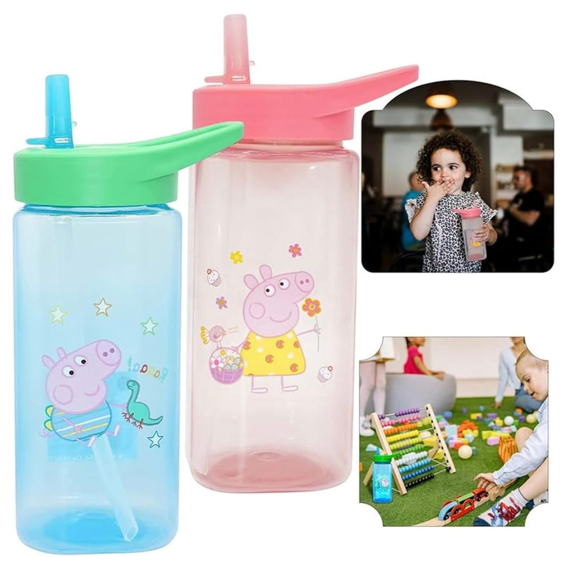 2Pk Water Bottles with Straw