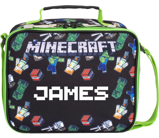 Minecraft World Personalised Lunch Bag - Kids Lunch Box - Official Minecraft Merchandise - Personalised Insulated Lunch Bag for Minecraft Fanatics