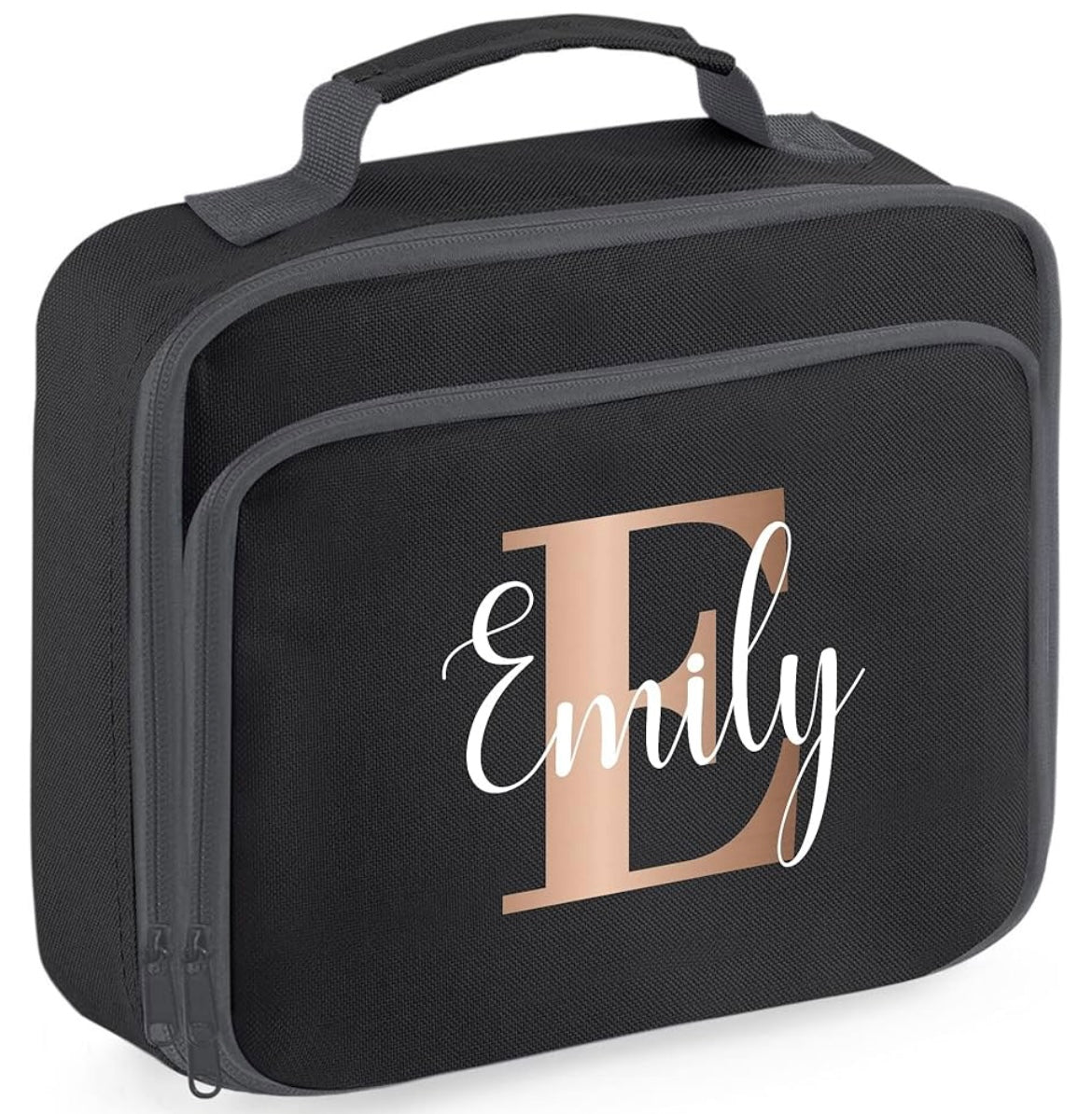 Rose Gold Initial Personalised Lunch Bag for Nursery Back to School Starters All Ages Little Girls Lunch Time Food Storage