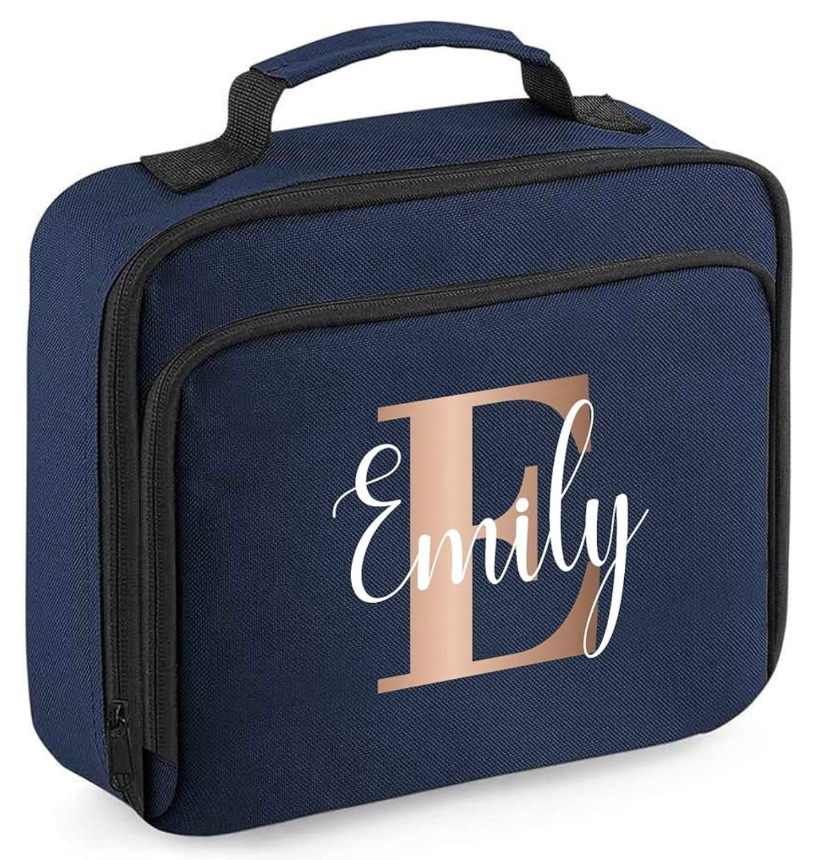 Rose Gold Initial Personalised Lunch Bag for Nursery Back to School Starters All Ages Little Girls Lunch Time Food Storage