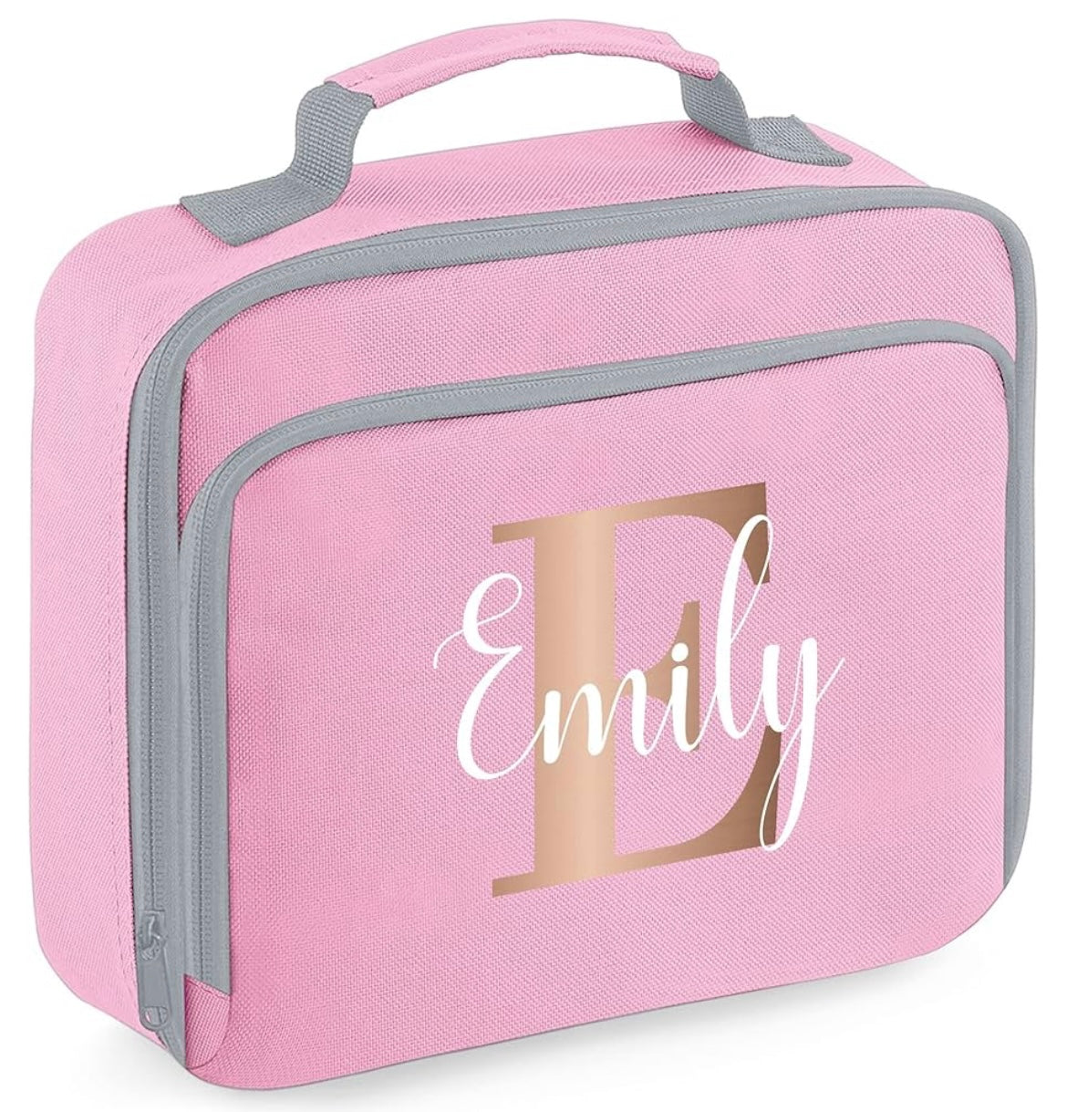 Rose Gold Initial Personalised Lunch Bag for Nursery Back to School Starters All Ages Little Girls Lunch Time Food Storage