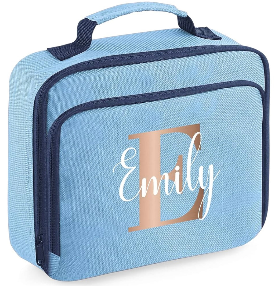 Rose Gold Initial Personalised Lunch Bag for Nursery Back to School Starters All Ages Little Girls Lunch Time Food Storage