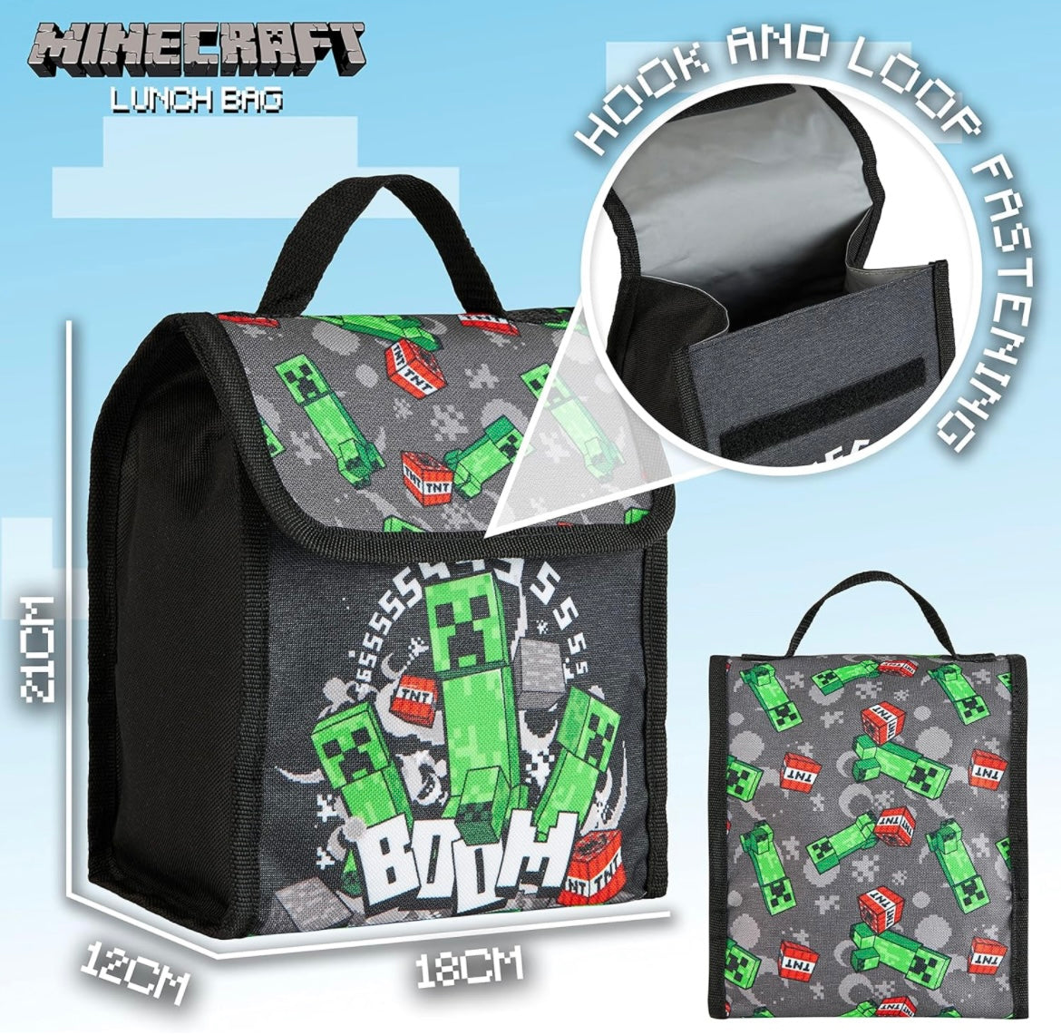 Minecraft School Backpack Boys Kids Backpack Pencil Case Lunch Bag Set