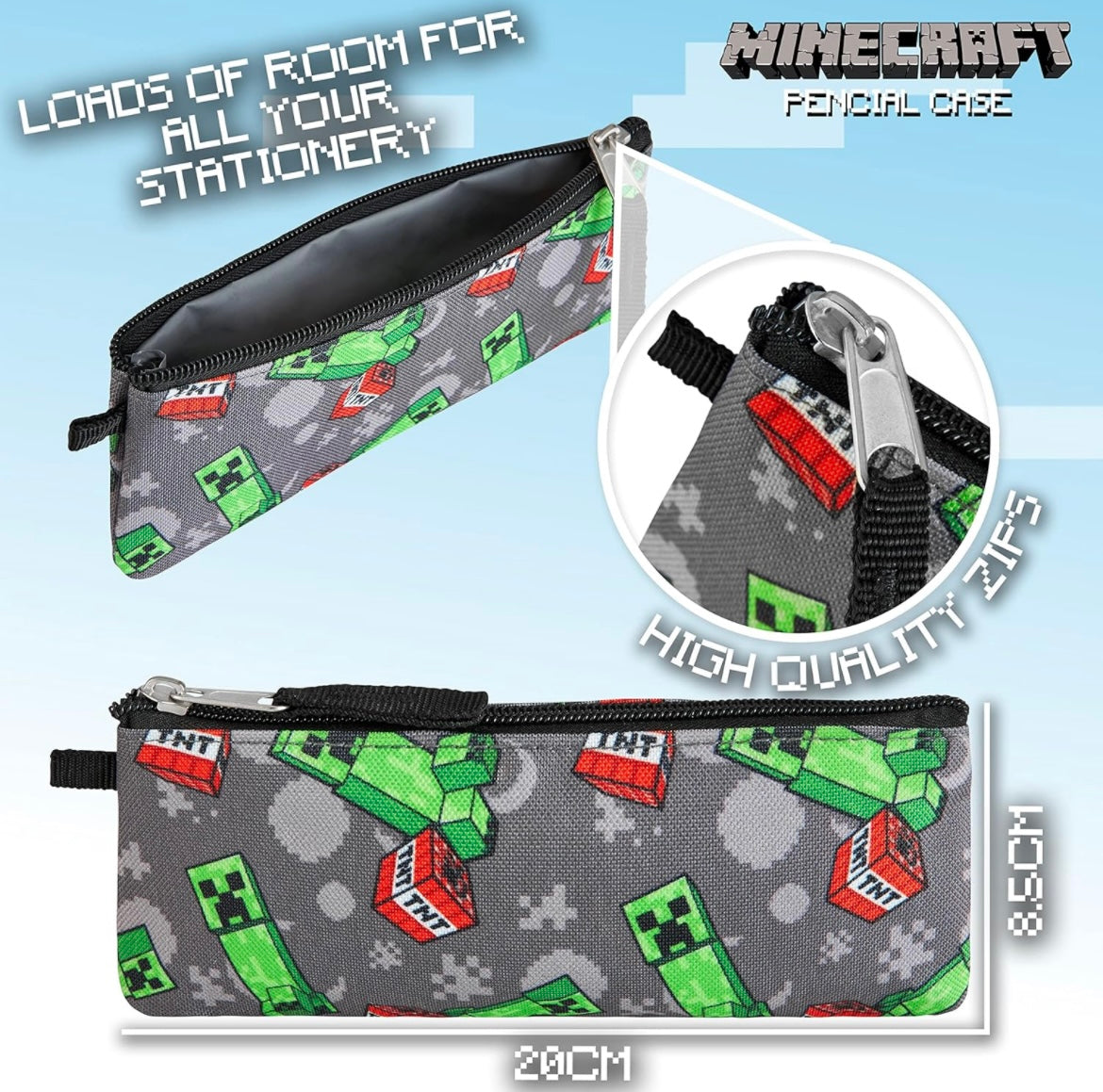 Minecraft School Backpack Boys Kids Backpack Pencil Case Lunch Bag Set