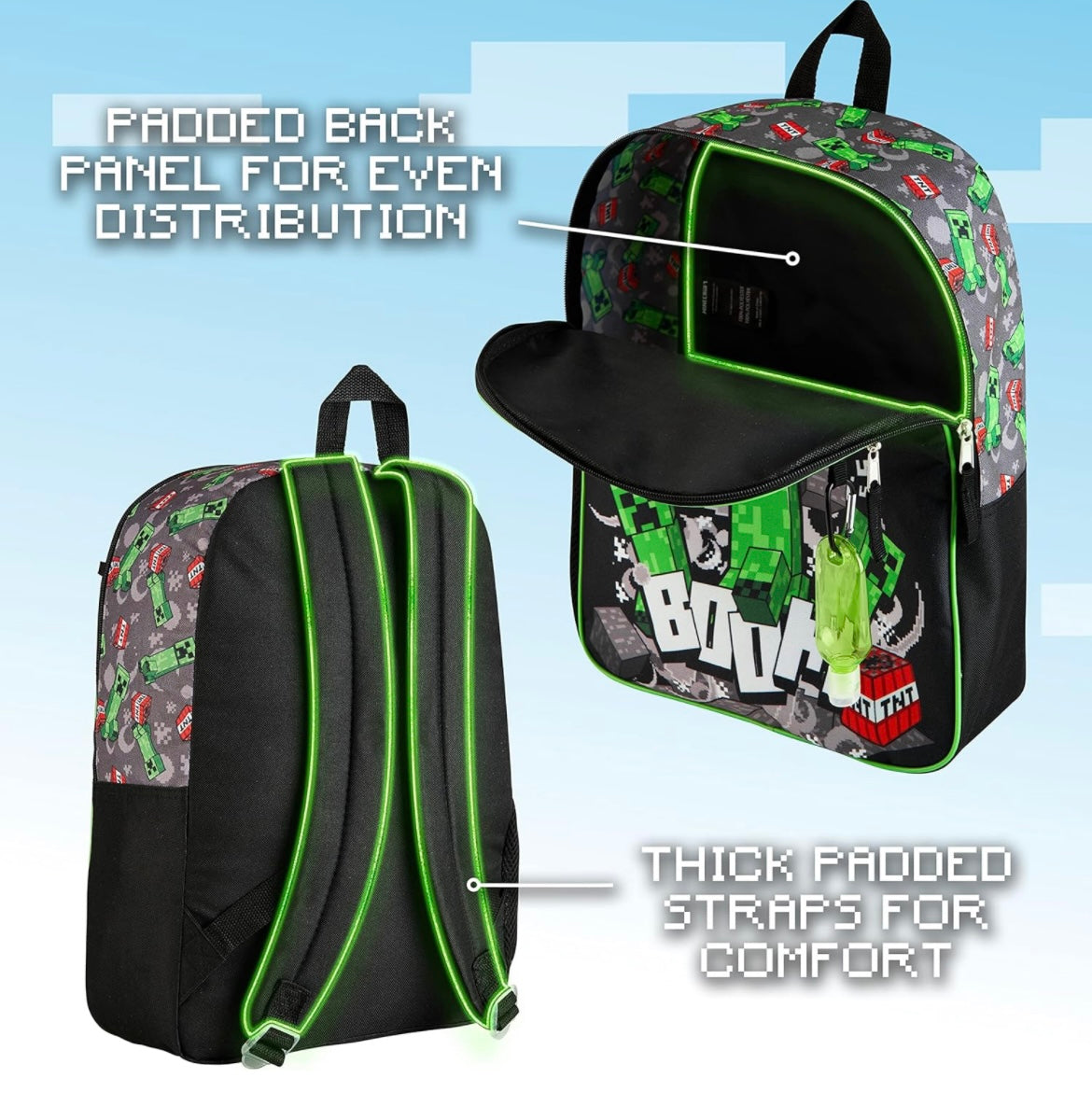 Minecraft School Backpack Boys Kids Backpack Pencil Case Lunch Bag Set