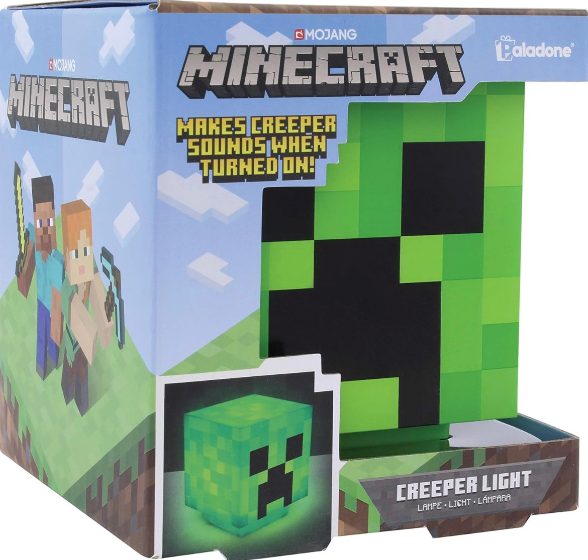 Minecraft Creeper Desk Light with Official Creeper Sounds, Handheld Night Light for Kids Room or Gamer Décor