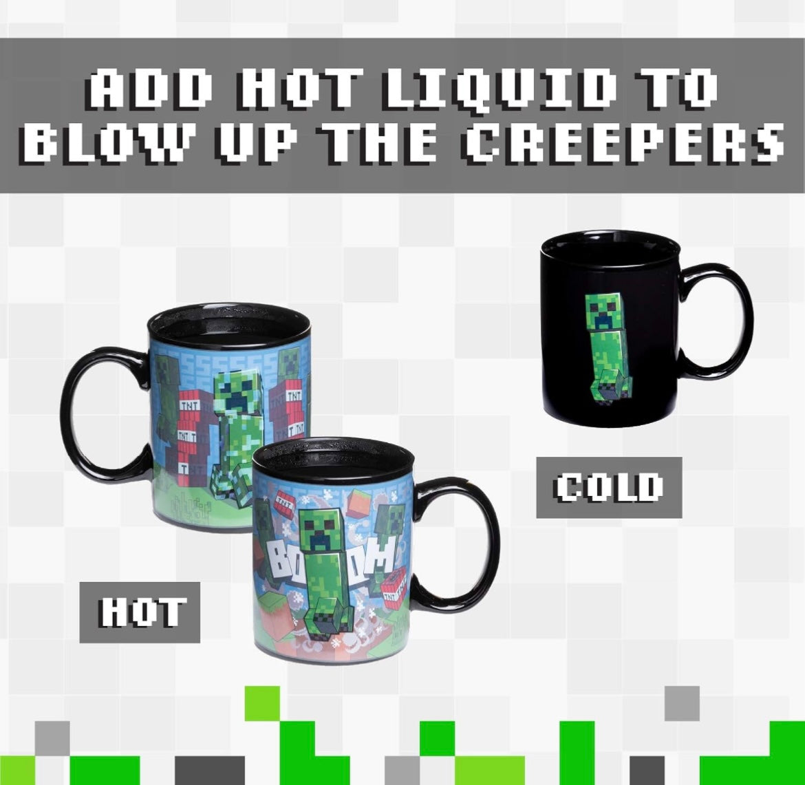 Minecraft Creeper Heat Change Synthetic Mug, 295 ml