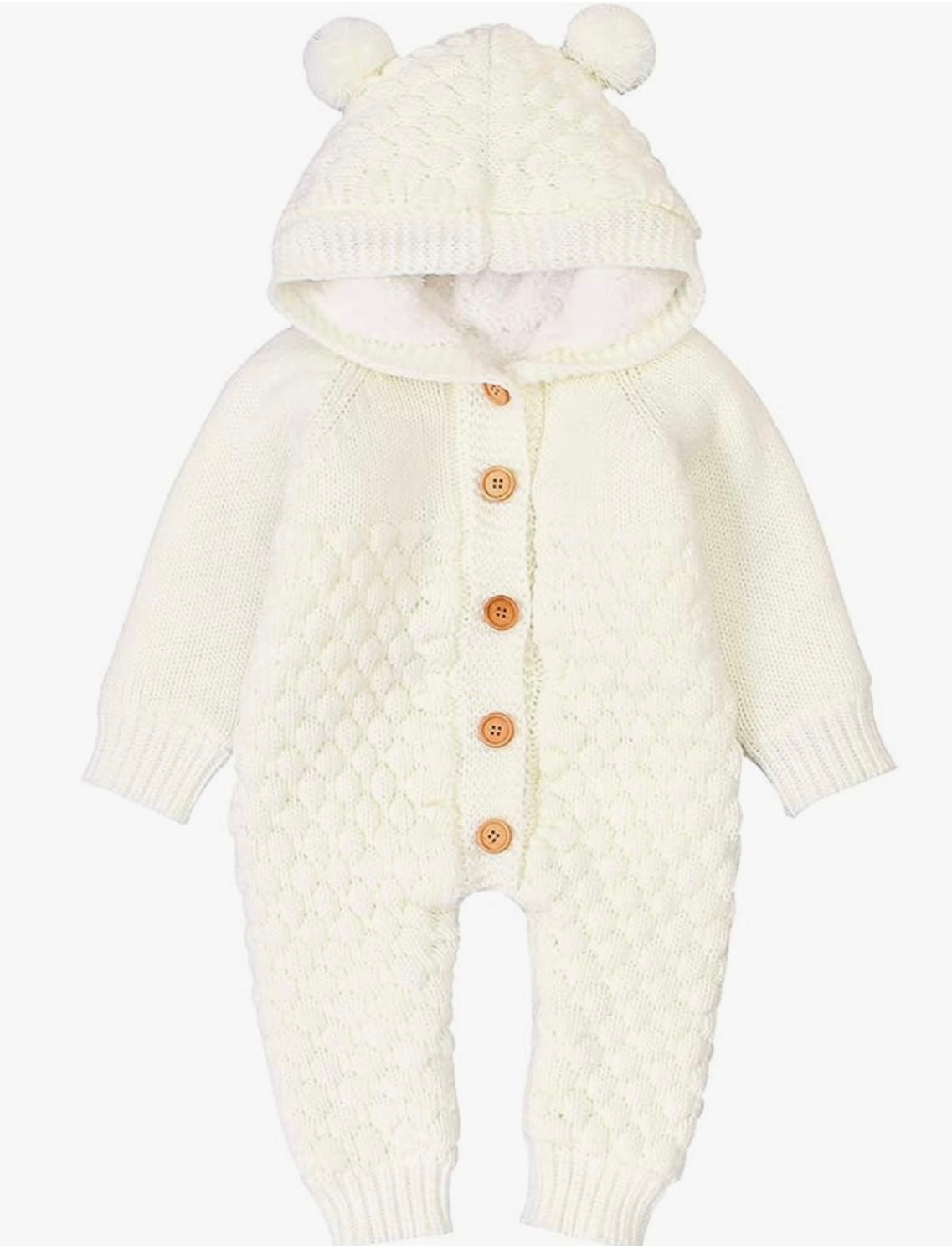 Baby Hooded Knitted Rompers Newborn Girls Boys Onesies Warm Sweater Jumpsuit Outfits