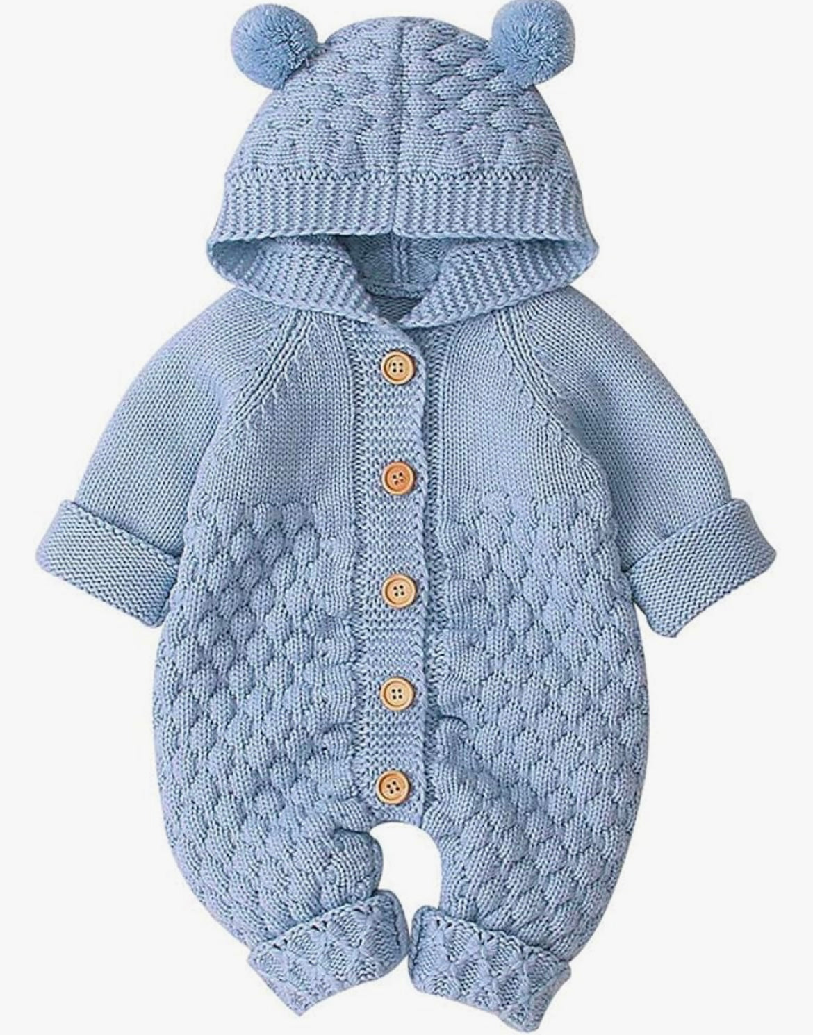 Baby Hooded Knitted Rompers Newborn Girls Boys Onesies Warm Sweater Jumpsuit Outfits