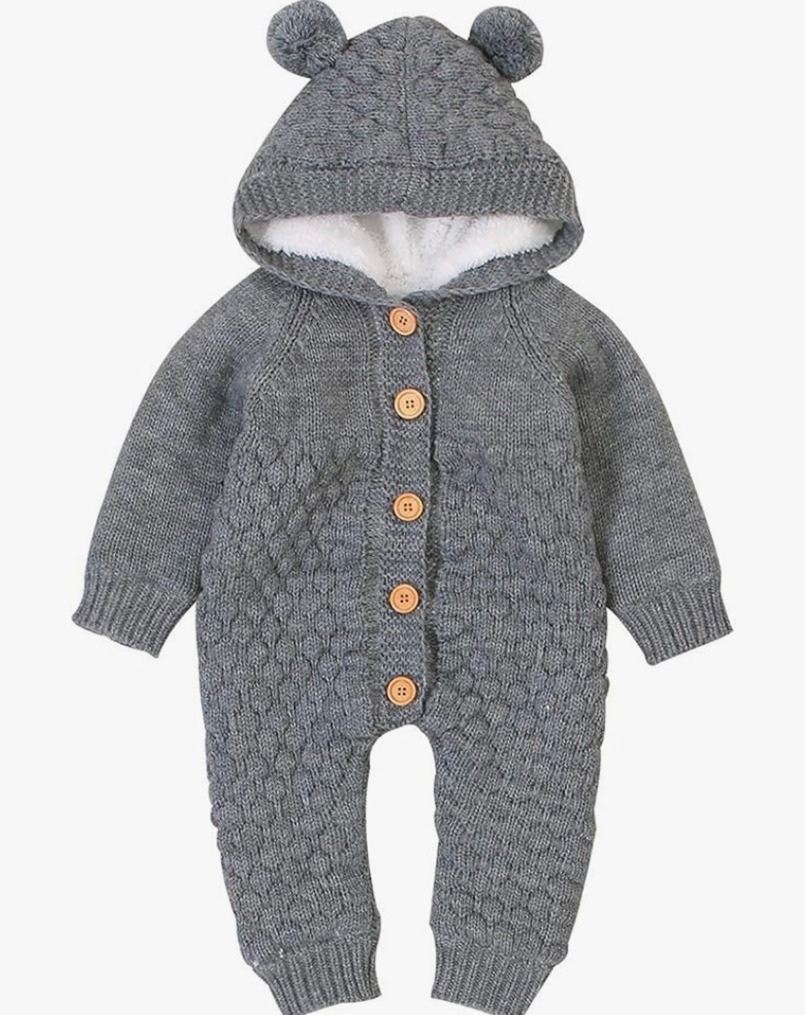 Baby Hooded Knitted Rompers Newborn Girls Boys Onesies Warm Sweater Jumpsuit Outfits