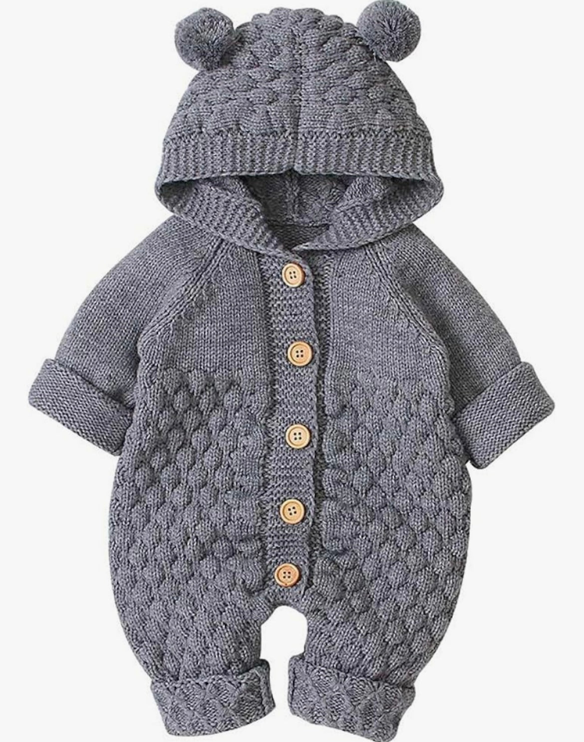 Baby Hooded Knitted Rompers Newborn Girls Boys Onesies Warm Sweater Jumpsuit Outfits