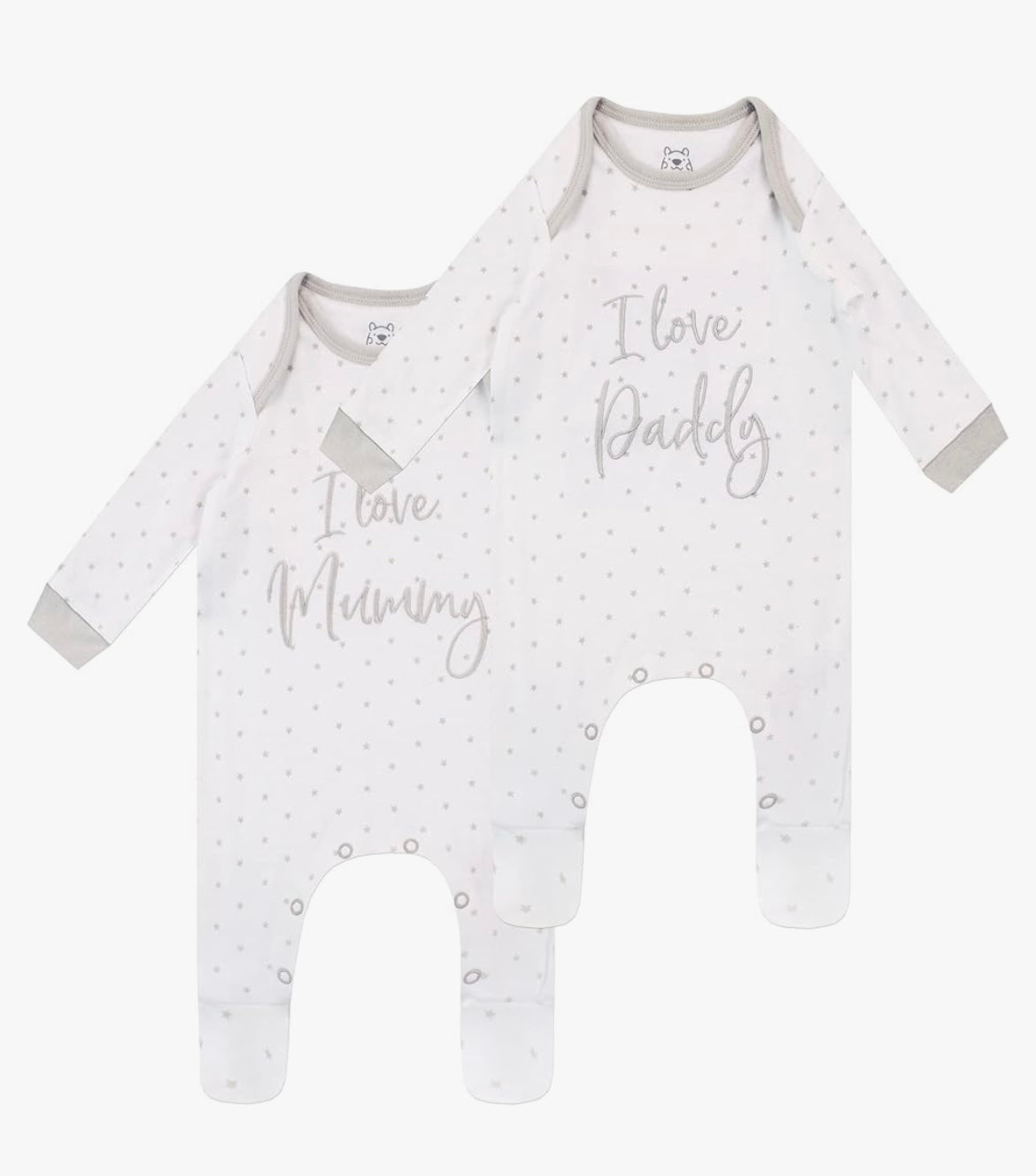 Baby Sleepsuits Pack of 2 'Mummy' and 'Daddy