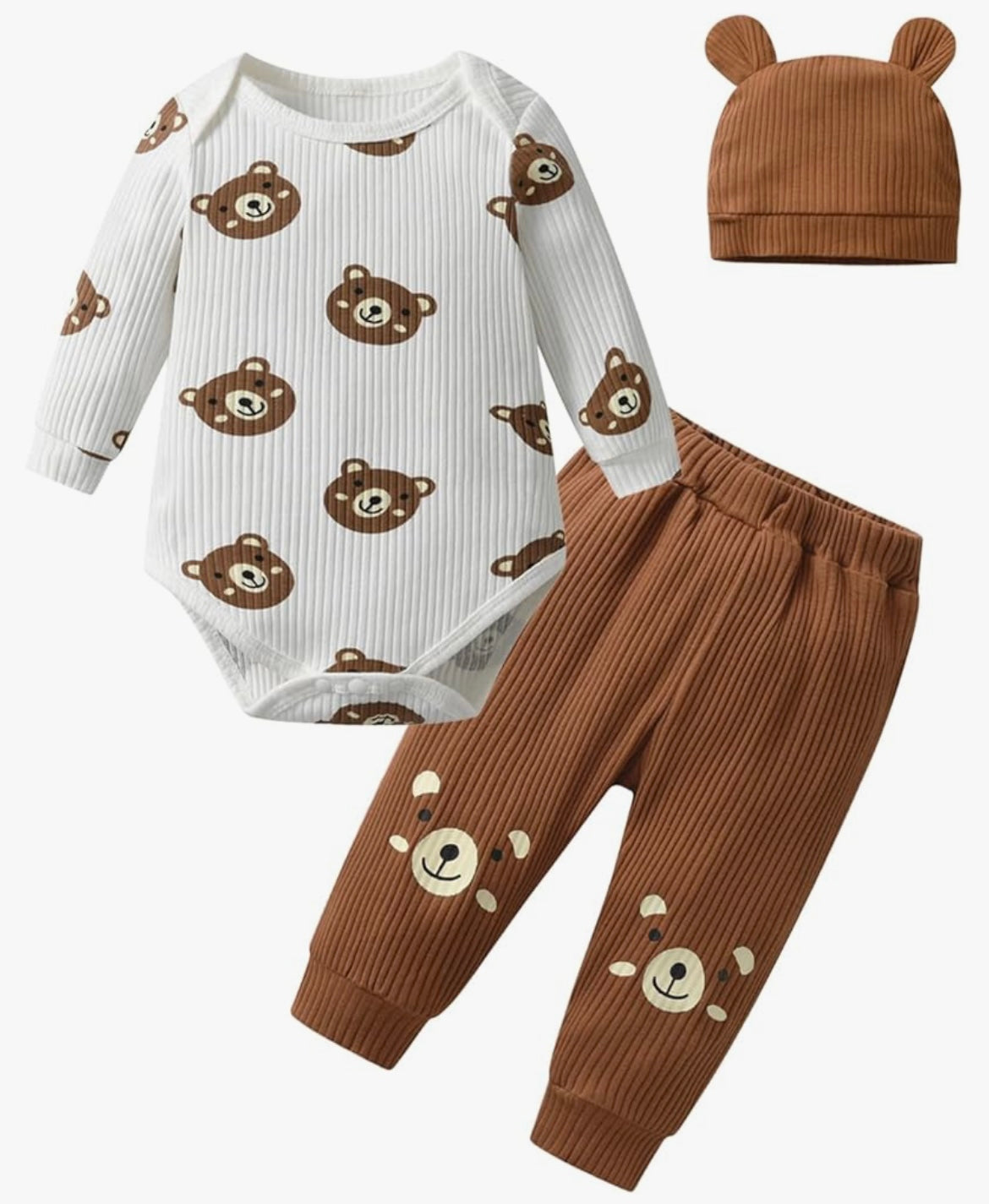 Baby Clothes 3pcs Set Baby Boys Clothes Outfit Long Sleeve Print Top + Pants