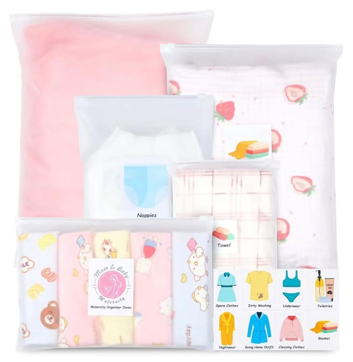 24 Pcs Hospital Maternity Bags with Stickers