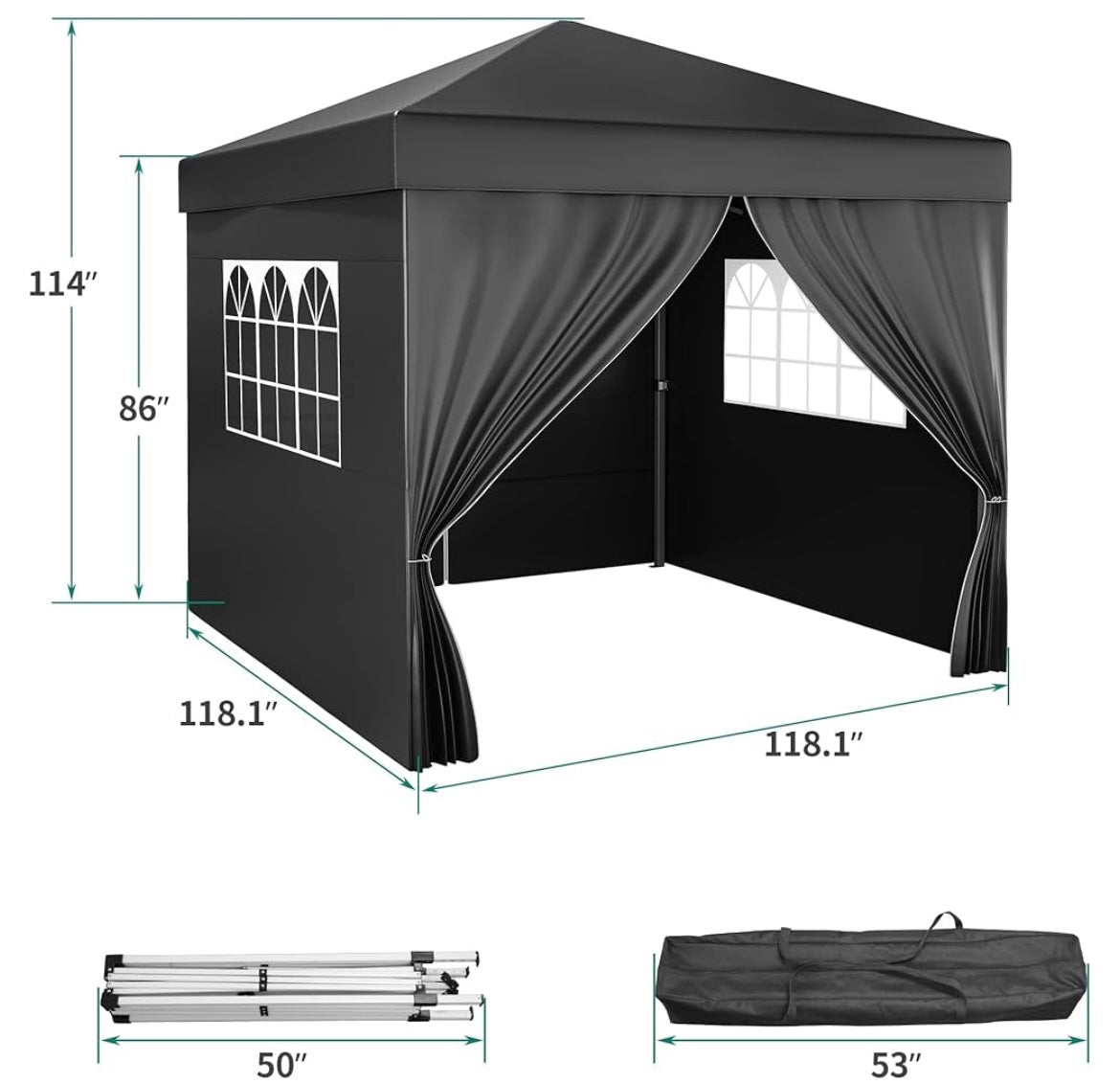 3x3Meter Outdoor Pop Up Gazebo with Sides and Windows