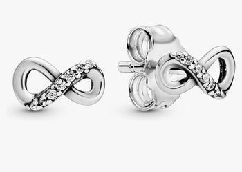 Pandora Moments Women's Sterling Silver Sparkling Infinity Stud Earrings, With Gift Box