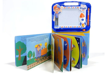 Phidal Moonbug Blippi Read & Doodle - Reading, Drawing, Sketching with Magnetic Doodle Pad for Children Ages 3 and Up