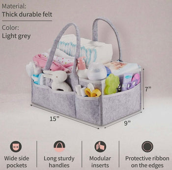 PUTSKA Nappy caddy essentials for newborn, great baby shower gifts for mum, baby boy, baby girl. New Born accessories UK baby organiser