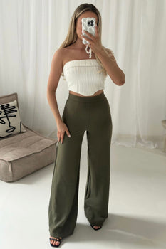 Olive High Waist Wide Leg Trouser