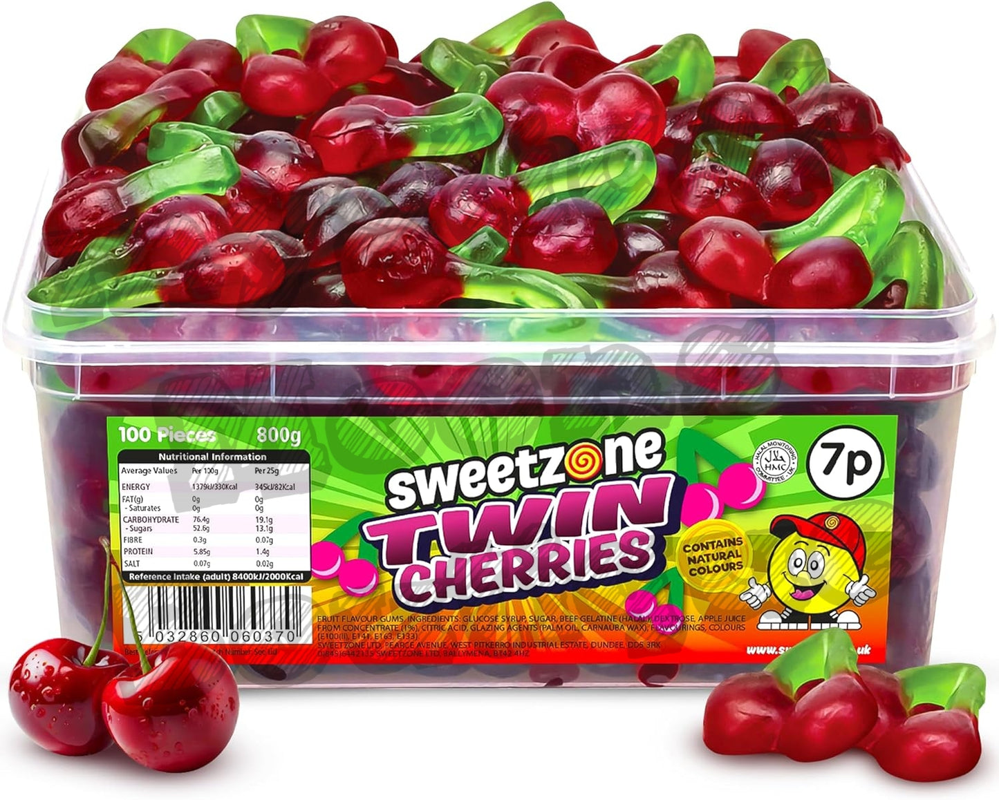 Twin Cherries 800 g, 100 Pcs Sweets Tub