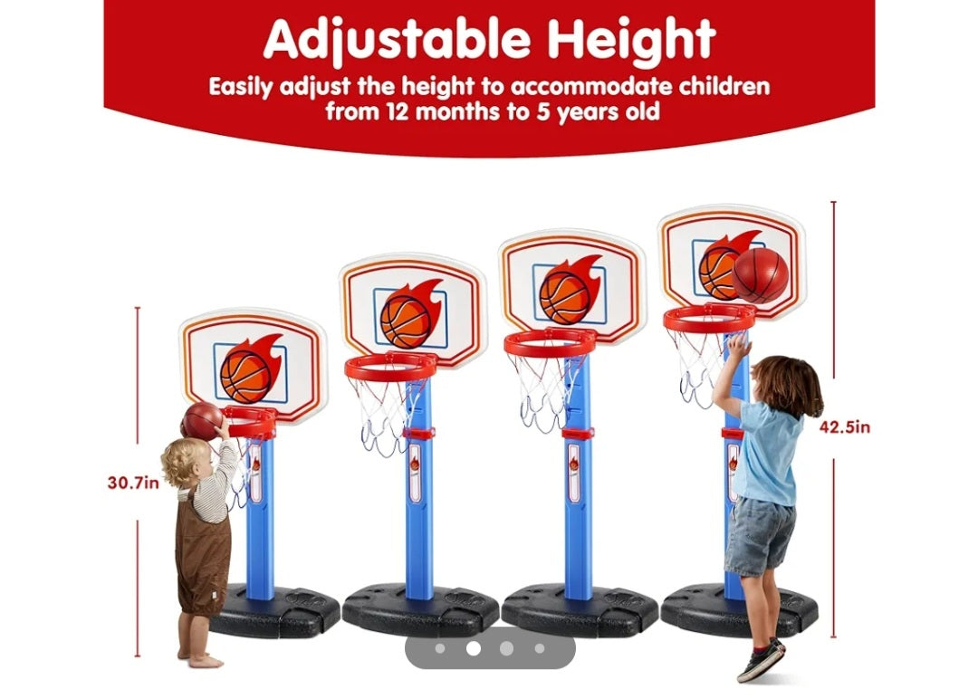 Kids Basketball Hoop and Stand,Portable Basketball Stand Set with 4 Balls for Kids Toddlers Boys