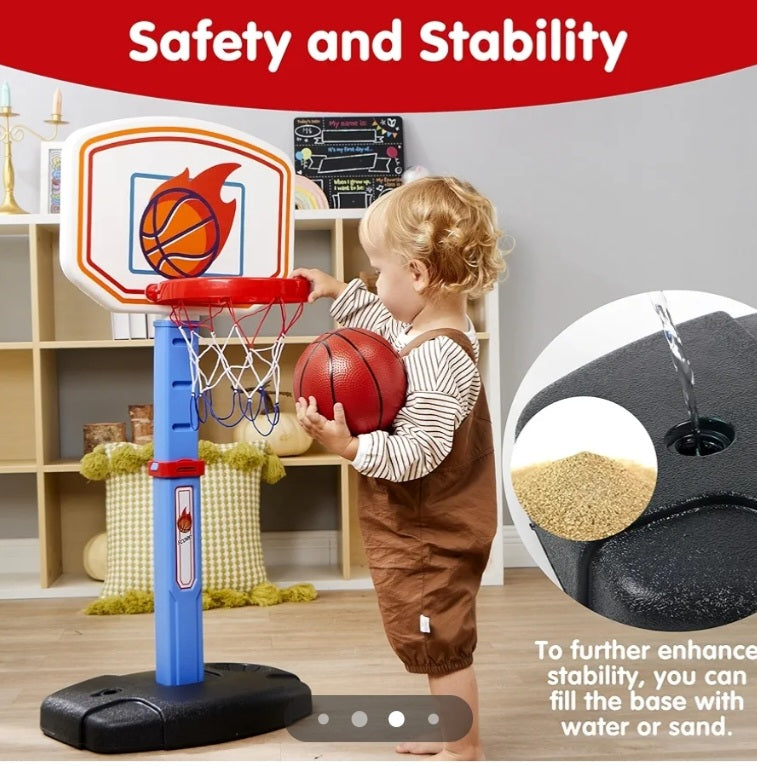 Kids Basketball Hoop and Stand,Portable Basketball Stand Set with 4 Balls for Kids Toddlers Boys