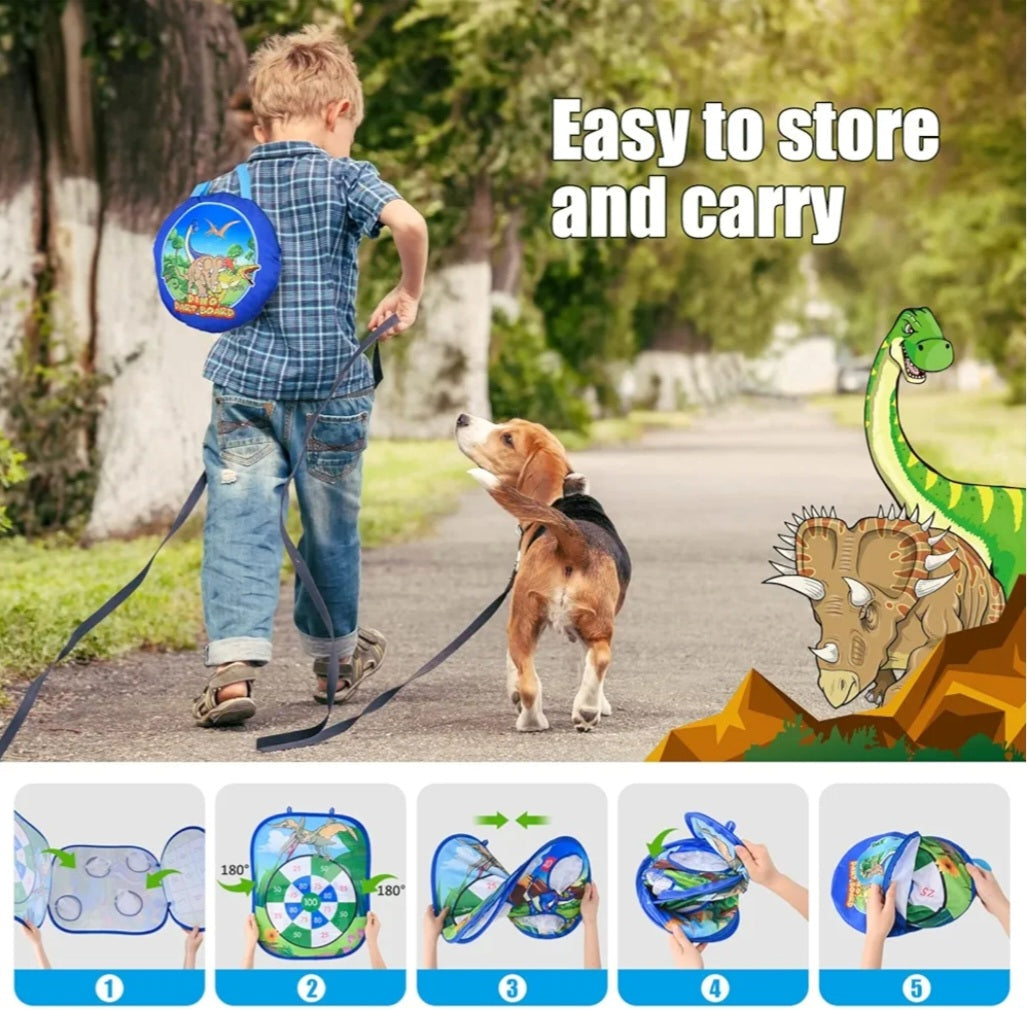 Corrit 5 in 1 Portable Bean Bag Toss Games, Dinosaur/unicorn Toys with 10 Sticky Balls, 8 Bean Bags and Rings, 6 Darts, Indoor Outdoor Party Games Toys Gifts for Boys Girls…