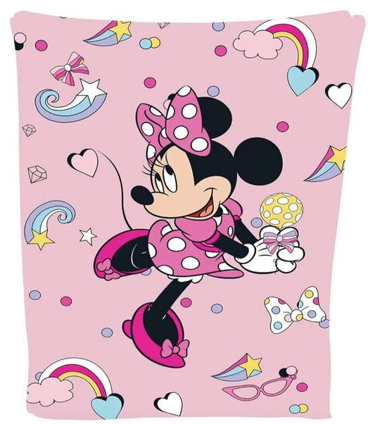 Disney Minnie Mouse Fun Fleece Blanket Throw Super Soft Bed Accessories Gift for Girls Pink