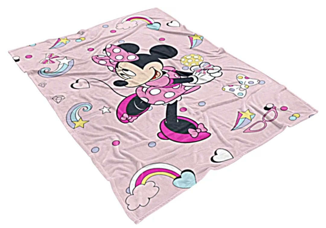 Disney Minnie Mouse Fun Fleece Blanket Throw Super Soft Bed Accessories Gift for Girls Pink